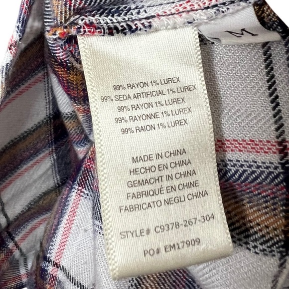 Anthropologie Cloth & Stone Eldorado Plaid Shirt Size M - Picture 6 of 8